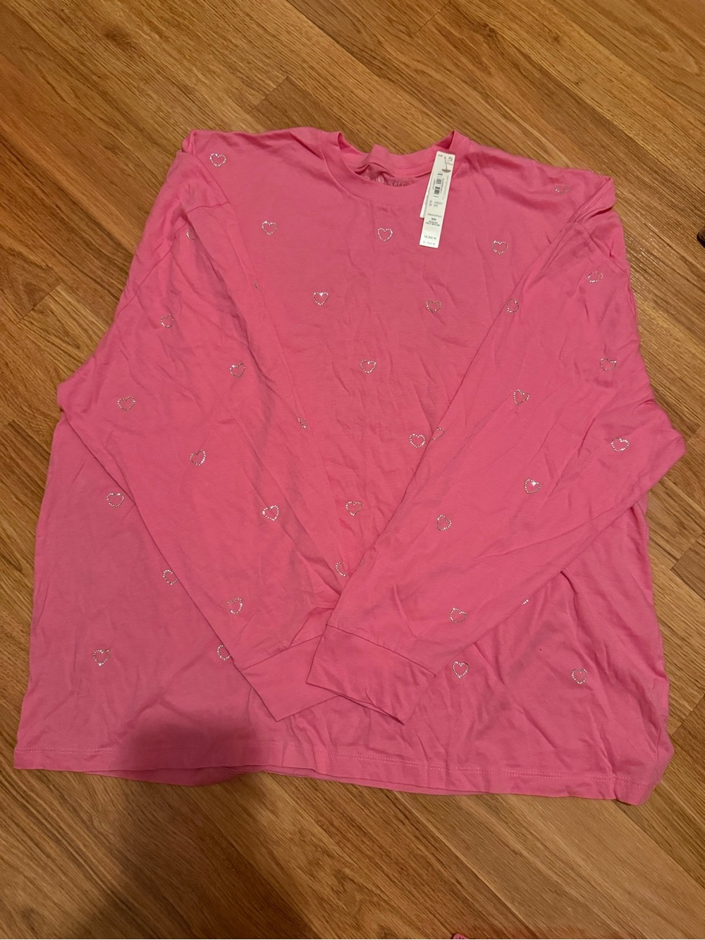 Victoria's Secret Pink Pajama Set with Silver Heart Accents